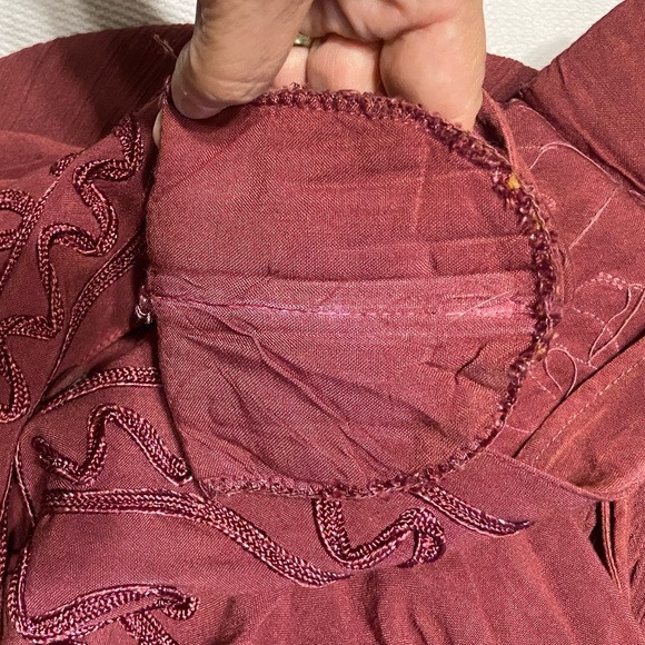 Boho Vintage Burgundy Maxi Dress - 36 inch length from waist to hem. 80s vintage - Picture 5 of 13